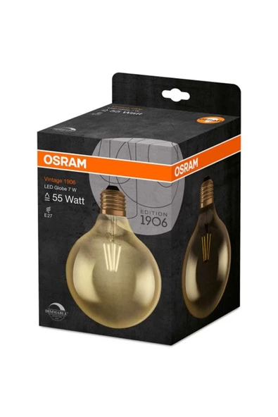 Osram Led Globe Gold 6.5W 2400K 725lm E27 Duy Dim Edilebilir Sarı Işık Ampul ürün görseli 1