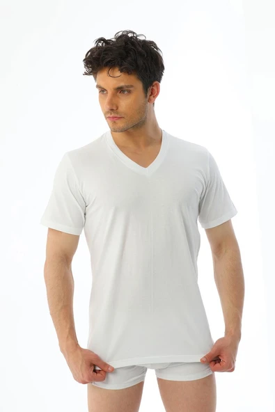 Erkek Süprem V Yaka Beyaz T-shirt 945 ürün görseli 1
