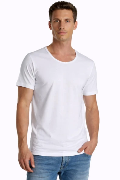 Erkek Süprem Bisiklet Yaka Beyaz T-Shirt 953 ürün görseli 1