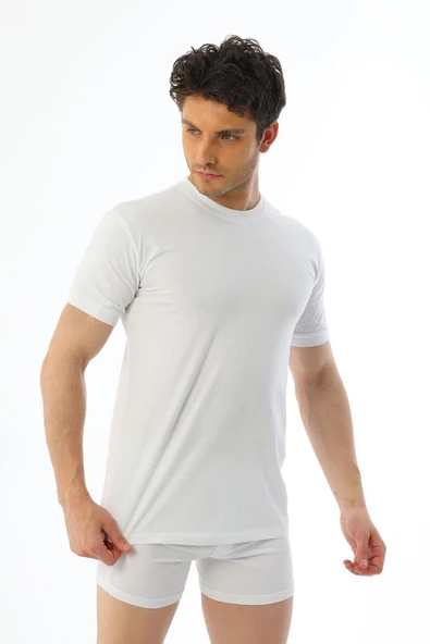 Erkek Amerikan Yaka Beyaz T-shirt 940 ürün görseli 1
