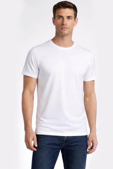 Erkek Süprem Bisiklet Yaka Beyaz T-Shirt 951 ürün görseli 1