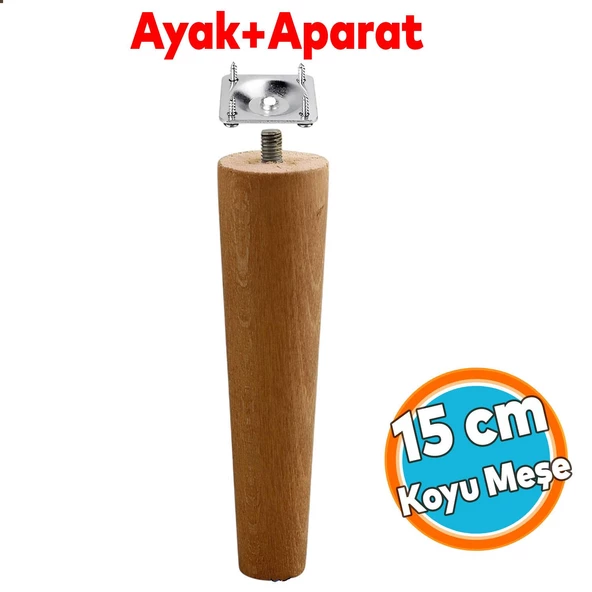 Ahşap Ayak Bağlantı Aparatlı Mobilya Koltuk Kanepe Sehpa Masa Ayağı Ayakları M8 Civatalı Ahşap 15 cm ürün görseli 1