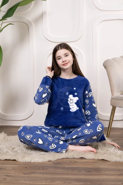 Kız Çoçuk Figürlü Polar Pijama Takımı ürün görseli 1