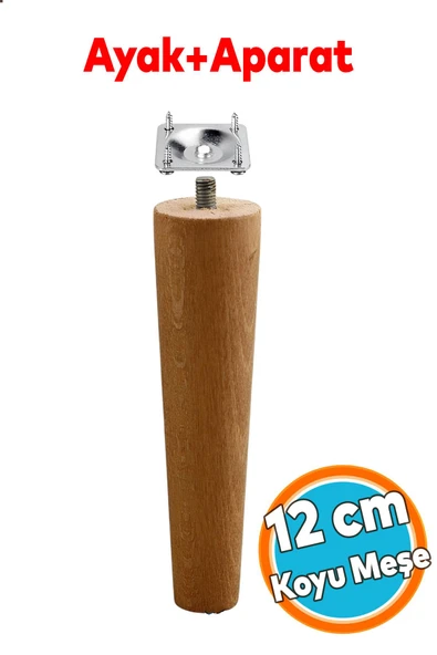 Ahşap Ayak Bağlantı Aparatlı Mobilya Koltuk Kanepe Sehpa Masa Ayağı Ayakları M8 Civatalı Ahşap 12 cm ürün görseli 1
