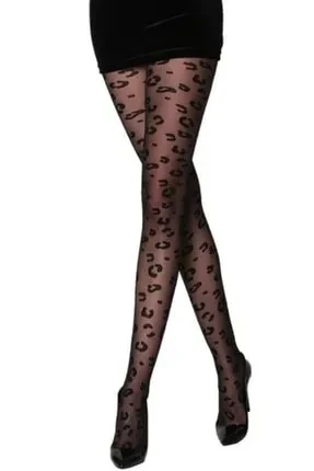 PENTİ CLASSY LEOPARD SİYAH S/M DESENLİ KÜLOTLU ÇORAP ürün görseli 1