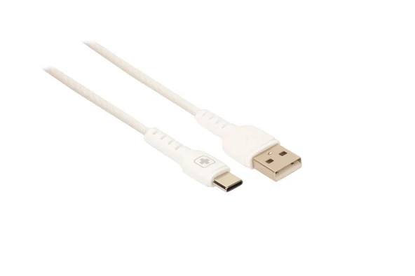 Swiss Power Type-C Silikon Kaplamalı  Data ve Şarj Kablosu SWS-CAT02 - Beyaz ürün görseli 1