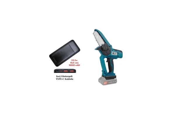 Catpower 4138 Akülü Dal Kesme Makinası 10 Cm - (Akü Hariç)+Ah+Akdeniz Taşınabilir Şarj Cihazı (Model: S125Q) ürün görseli 1