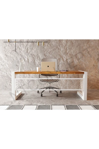 NT Concept Ntconcept Alfa Açık Ceviz Renk Masif Ahşap Ofis Ve Çalışma Masası 75 cm-200 cm ürün görseli 1