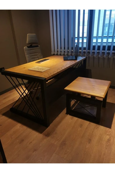 NT Concept Ntconcept Masif Ağaç Ofis Üçlü Takım-200cm-renk Seçenekli ürün görseli 1