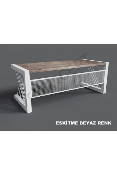 NT Concept Alfa Eskitme Beyaz Renk Masif Ahşap Ofis Ve Çalışma Masası(75cm-160cm) ürün görseli 1