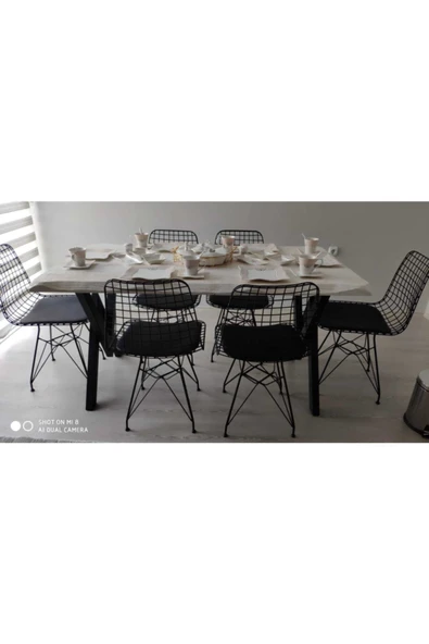 NT Concept Ntconcept Doğal Ağaç Mutfak Masası(85cm-150cm Masa+4 Sandalye) ürün görseli 1