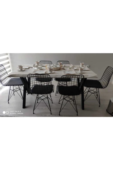 NT Concept Ntconcept Doğal Ağaç Mutfak Masası(85cm-185cm Masa+6 Sandalye) ürün görseli 1