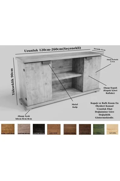 NT Concept Ntconcept Arwen Masif Ahşap Konsol(200cm) - Resim 3