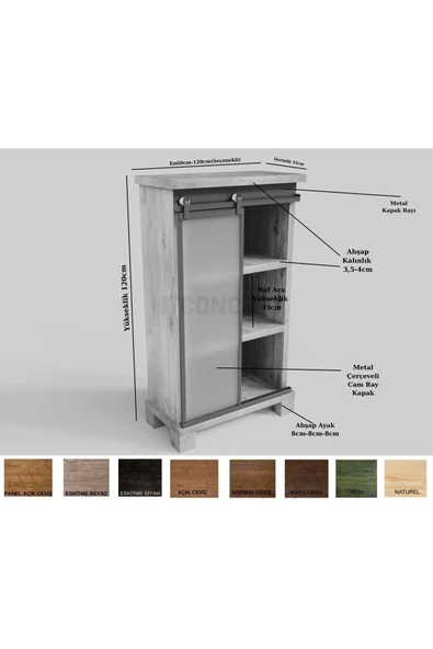 NT Concept Ntconcept Ting Masif Ağaç Dolap(80cm) - Resim 2