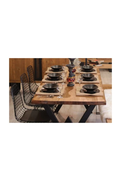 NT Concept Ntconcept Masif Ağaç Yemek Masası Takımı- 85cm-150cm Masa+150cm Bank+2 Adet Sandalye ürün görseli 1