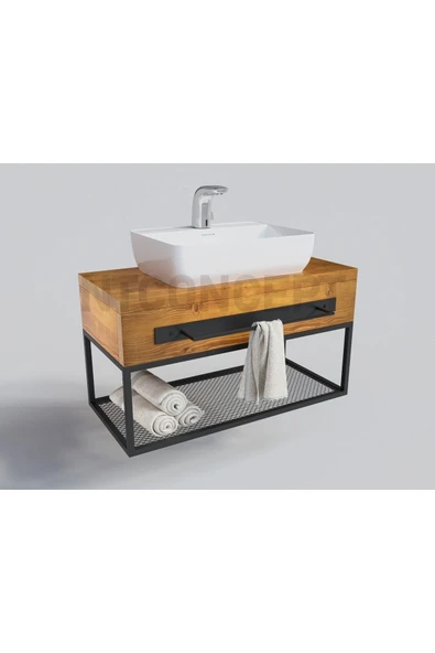 NT Concept Ntconcept Are Masif Ahşap Lavabo Dolabı Hilton(90cm) ürün görseli 1