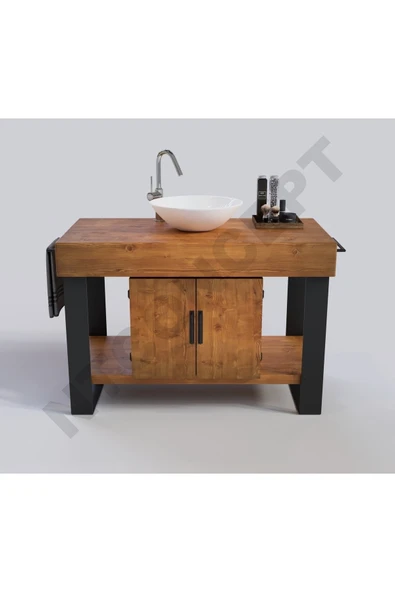 NT Concept Ntconcept Miha Masif Ahşap Lavabo Dolabı Hilton(130cm) ürün görseli 1