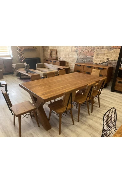 NTCollection NTConcept Doğal Ahşap Masif Toscana Yemek Masa Takımı ürün görseli 1