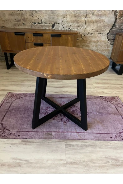NTCollection Ntconcept Round Masif Ahşap Yuvarlak Yemek Masası 85x85cm ürün görseli 1