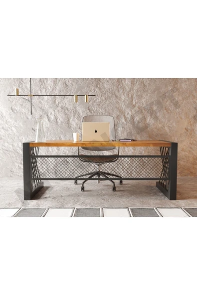 NT Concept Alfa Açık Ceviz Renk Masif Ahşap Ofis ve Çalışma Masası 85cm 160cm ürün görseli 1