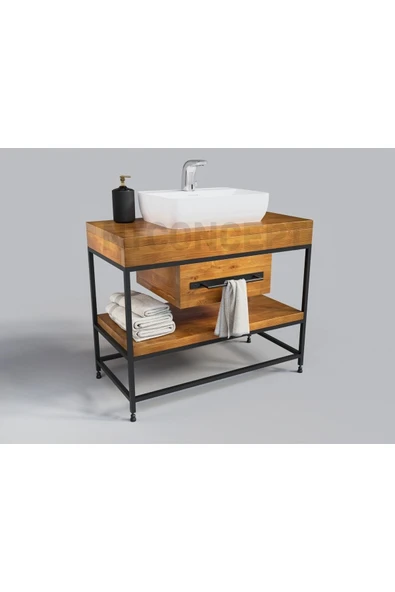 NT Concept Ntconcept Lia Masif Ahşap Lavabo Dolabı Hilton(130cm) ürün görseli 1
