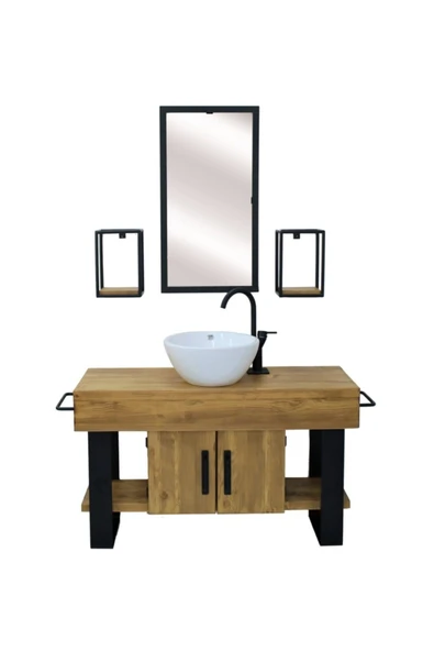 NT Concept Ntconcept Masif Ağaç Banyo Dolabı -90cm ürün görseli 1