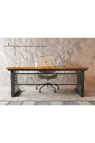 NT Concept Onix Açık Ceviz Renk Masif Ahşap Ofis Ve Çalışma Masası(85cm-200cm) ürün görseli 1