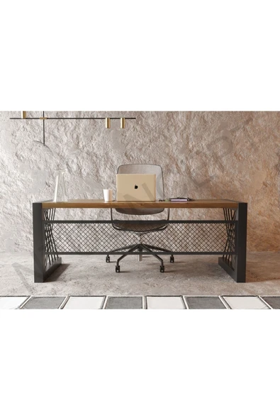 NT Concept Alfa Normal Ceviz Renk Masif Ahşap Ofis Ve Çalışma Masası 85cm-160cm ürün görseli 1