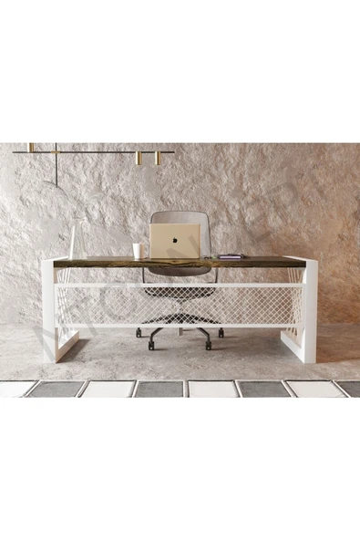 NT Concept Alfa Eskitme Siyah Renk Masif Ahşap Ofis Ve Çalışma Masası(85cm-200cm) ürün görseli 1