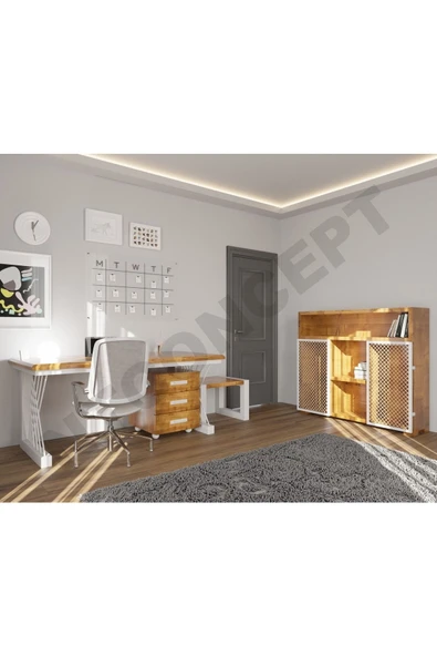 NT Concept Ntconcept Hell Doğal Ahşap Dörtlü Ofis Ve Çalışma Odası-160'lik Takım ürün görseli 1