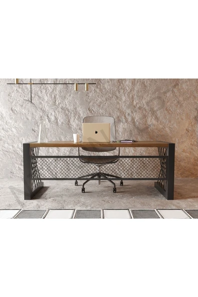 NT Concept Normal Ceviz Renk Masif Ahşap Ofis ve Çalışma Masası 85cm-180cm ürün görseli 1