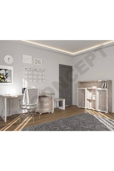 NT Concept Well Doğal Ahşap Dörtlü Ofis Ve Çalışma Odası-120'lik Takım ürün görseli 1