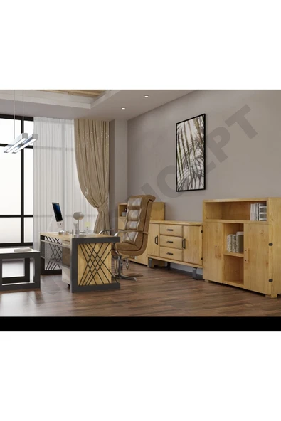 NT Concept Ntconcept Foe Doğal Ahşap Ofis Ve Çalışma Odası Takımı-220'lık Takım ürün görseli 1