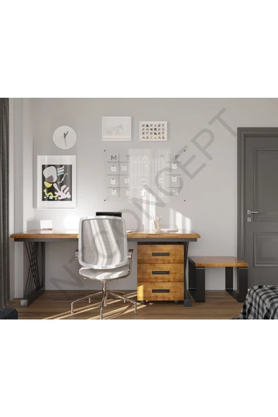 NT Concept Ntconcept Lavie Doğal Ahşap Üçlü Ofis Ve Çalışma Odası-220'lik Takım ürün görseli 1