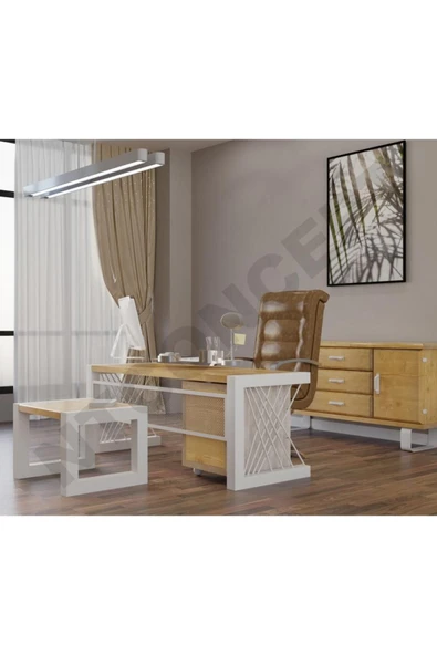 NT Concept Ntconcept Rose Doğal Ahşap Dörtlü Ofis ve Çalışma Odası Takımı-140'lık Takım ürün görseli 1