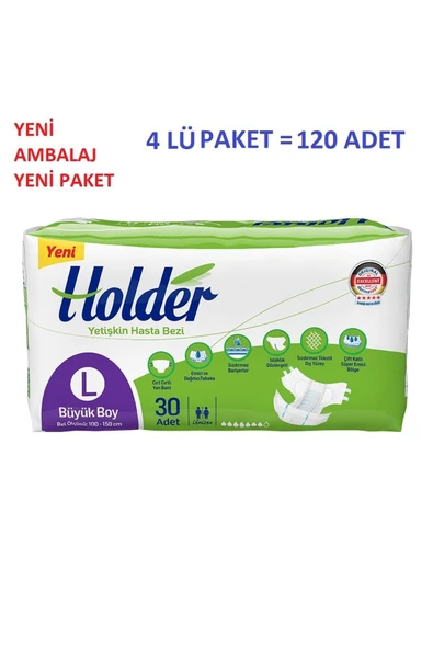 Holder Yetişkin Belbantlı Hasta Bezi Large 30 x 4 Adet ürün görseli 1