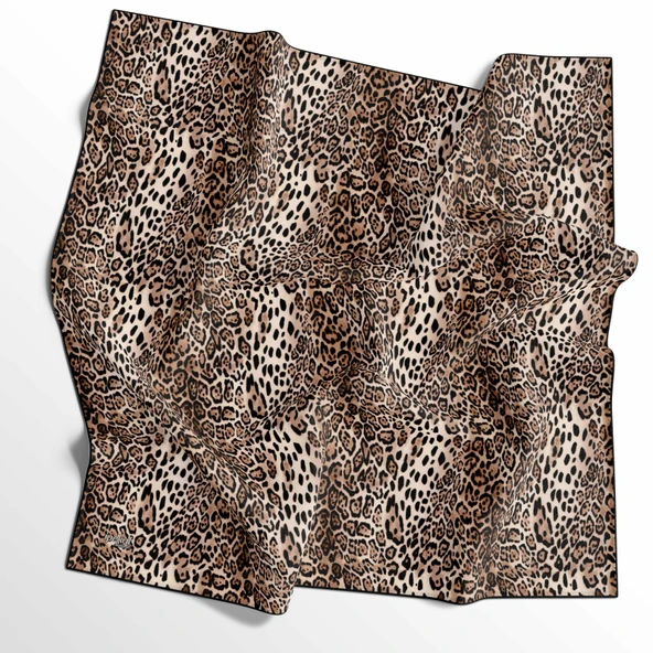 Leopar Desenli Soft Pamuk Eşarp - 04487 - Resim 4