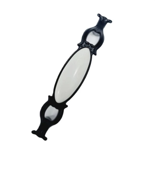 ZÜMRE 96 mm Metal siyah Kasa Beyaz  porselen  / 5 ADET ürün görseli 1