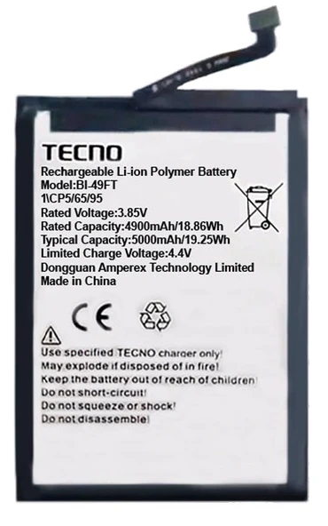 Tecno Spark 6 GO Uyumlu Batarya Pil Sıfır Orijinal ürün görseli 1