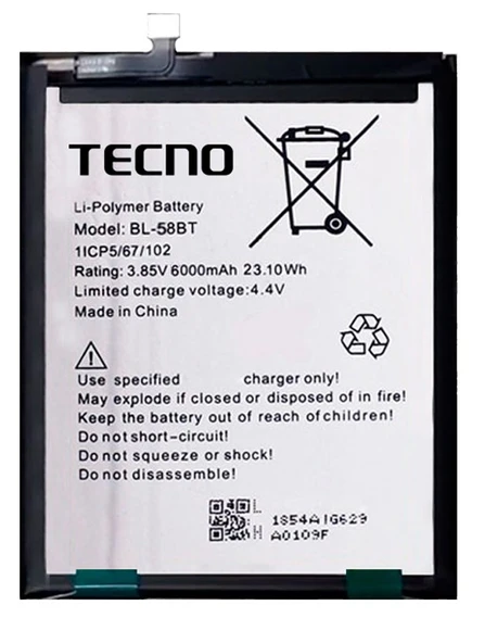 Tecno Pova Uyumlu Batarya Pil Sıfır Orijinal ürün görseli 1