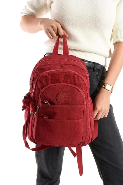Kadın Sırt Çantası Çok Cepli 30*25 Cm Hafif Klinkır Kumaş Spor Seyahat Çantası Su İtici Kumaş ürün görseli 1