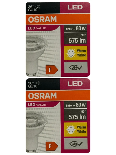 (2 Adet) Osram 6.9W (80W) 2700K (Sarı Işık) GU10 Duylu Led Spot Ampul ürün görseli 1