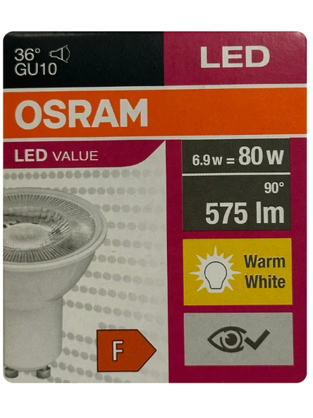 Osram 6.9W (80W) 2700K (Sarı Işık) GU10 Duylu Led Spot Ampul ürün görseli 1