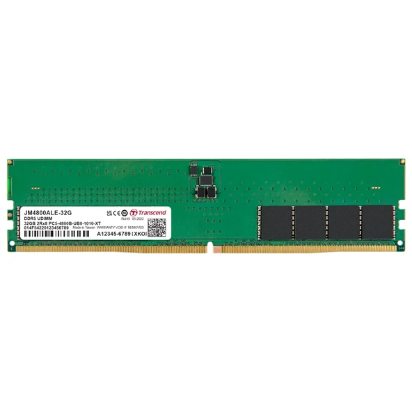 Transcend 32GB1x32GB 4800Mhz UDIMM DDR5 CL40 Ram JM4800ALE-32G ürün görseli 1
