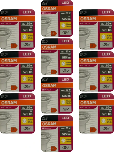 (10 Adet) Osram 6.9W (80W) 2700K (Sarı Işık) GU10 Duylu Led Spot Ampul ürün görseli 1