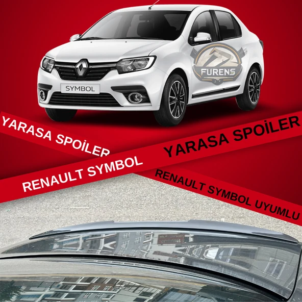 Renault Symbol 2013 Uyumlu Sonrası Bagaj Üstü Yarasa Spoiler Piano Black Parlak Siyah ürün görseli 1