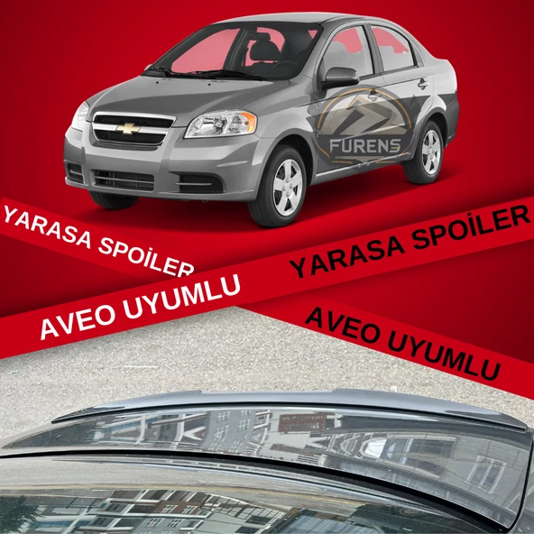 Chevrolet Aveo Bagaj Üstü Slim Yarasa Spoiler Piano Black Parlak Siyah ürün görseli 1