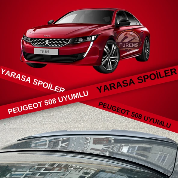 Peugeot 508 2018-2022 Bagaj Üstü Slim Yarasa Spoiler Piano Black Parlak Siyah ürün görseli 1