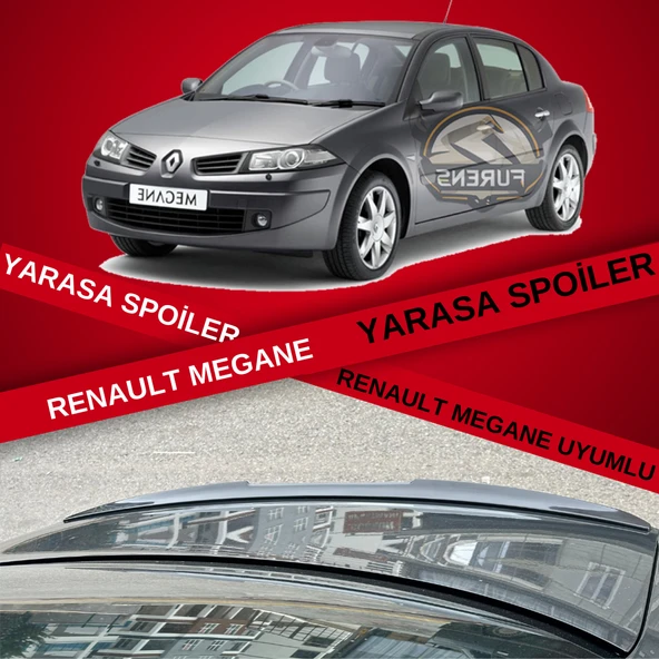 Renault Megane 2 Sedan Bagaj Üstü Yarasa Spoiler Bagaj Çıtası Piano Black ürün görseli 1