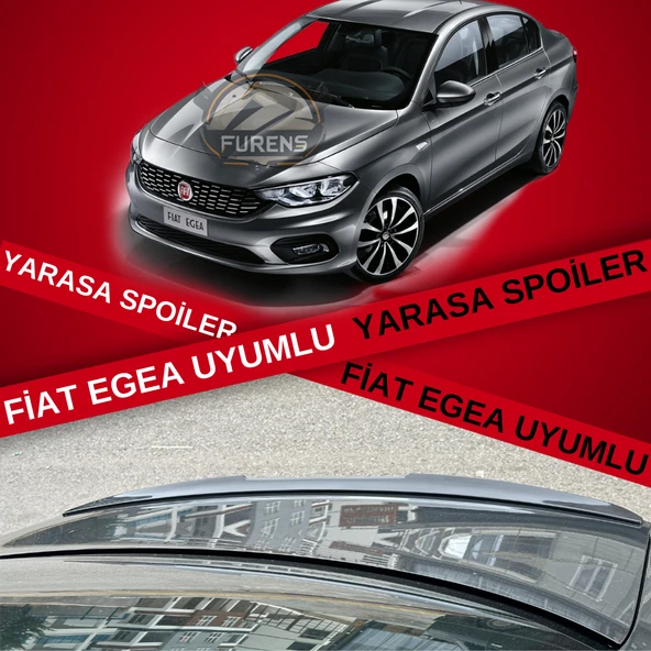 Fiat Egea Bagaj Üstü Slim Yarasa Spoiler Parlak Siyah ürün görseli 1